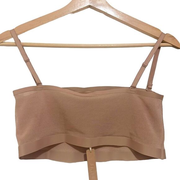NWT SKIMS Sheer Sculpt Bandeau Neutral In Sienna With Straps Bralette - Picture 8 of 10